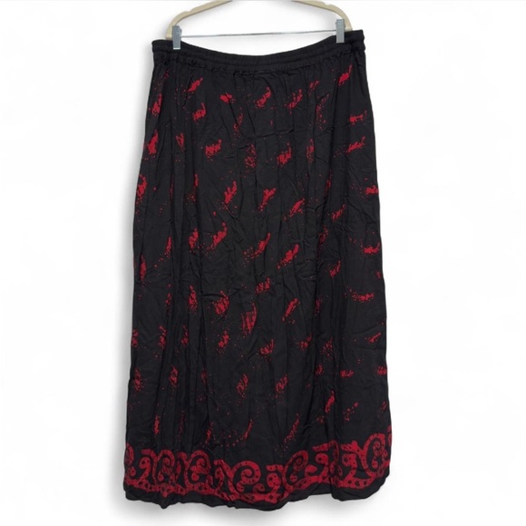 Neelam Fashions Boho Maxi Skirt Red Black Plus Size 1X/2X, Whimsigoth Festival - Picture 7 of 10